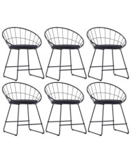 Chaises à manger similicuir lot de 6 noir acier | Mobilier & Déco