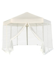 Chapiteau hexagonal et 6 parois latérales 3,6x3,1 m Blanc crème | Mobilier & Déco
