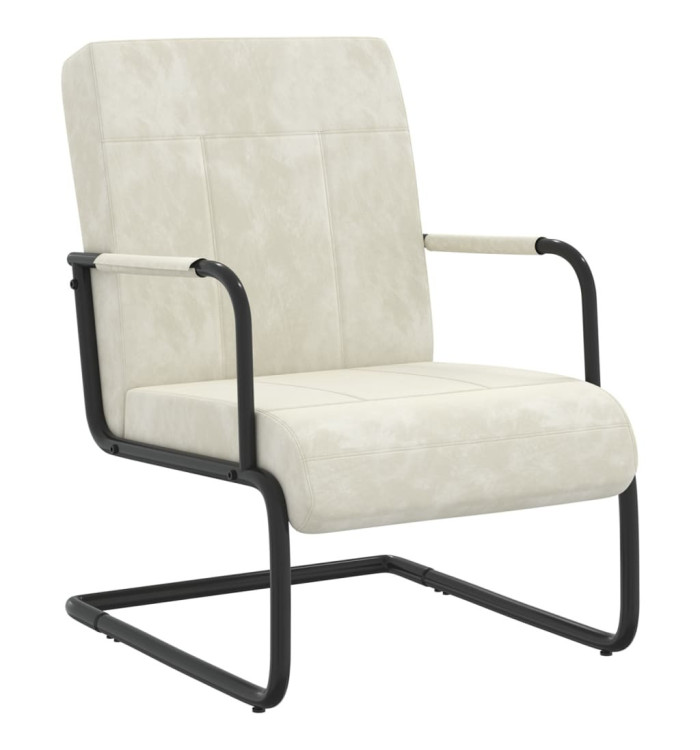 Chaise cantilever Blanc crème Velours | Mobilier & Déco