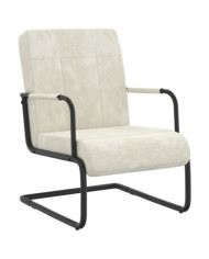 Chaise cantilever Blanc crème Velours | Mobilier & Déco