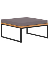 Repose-pied avec coussin 66x66x36 cm Bois d'acacia Gris foncé | Mobilier & Déco