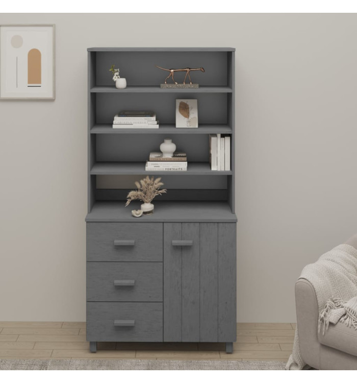 Buffet HAMAR Bois massif de pin Gris foncé | Mobilier & Déco