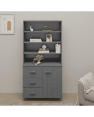 Buffet HAMAR Bois massif de pin Gris foncé | Mobilier & Déco