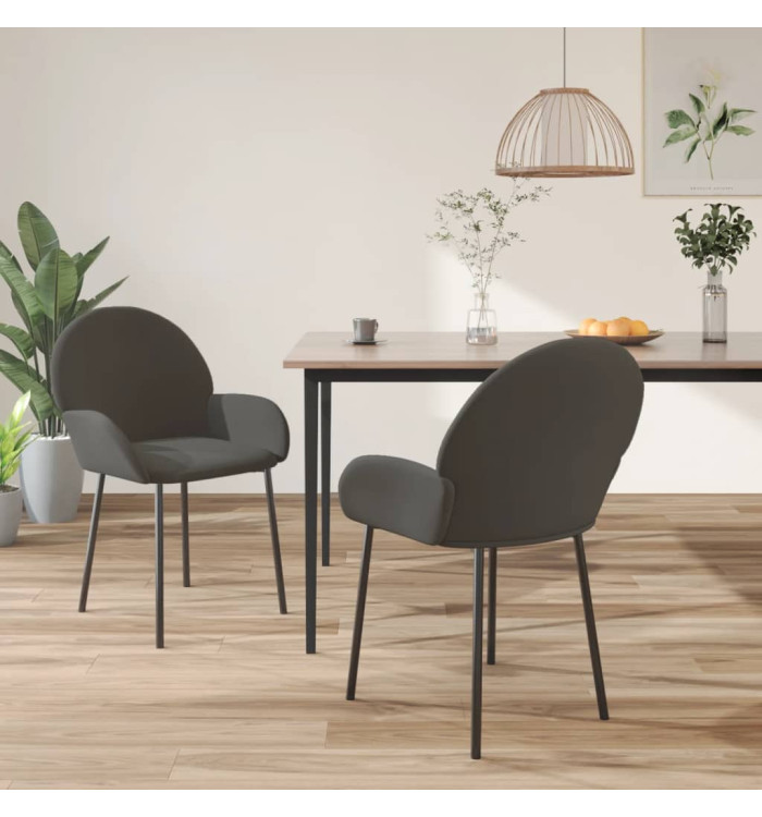 Chaises à manger lot de 2 Gris foncé Velours | Mobilier & Déco