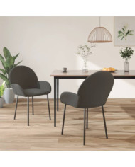 Chaises à manger lot de 2 Gris foncé Velours | Mobilier & Déco