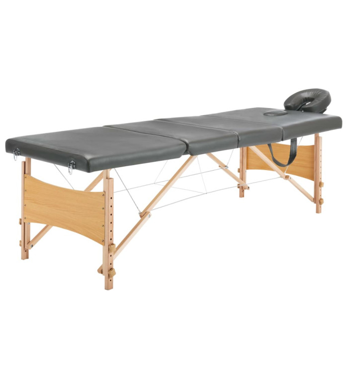 Table de massage avec 4 zones Cadre en bois Anthracite 186x68cm | Mobilier & Déco