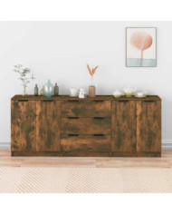 Buffets 3 pcs Chêne fumé Bois d'ingénierie | Mobilier & Déco