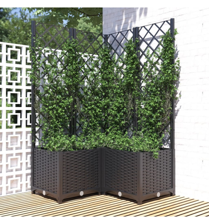 Jardinière avec treillis Noir 80x80x136 cm PP | Mobilier & Déco