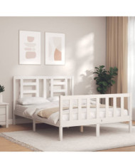 Cadre de lit sans matelas blanc bois de pin massif | Mobilier & Déco
