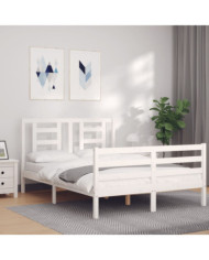 Cadre de lit sans matelas blanc bois massif | Mobilier & Déco