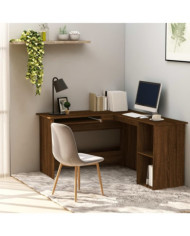 Bureau d'angle chêne marron 120x140x75 cm bois d'ingénierie | Mobilier & Déco