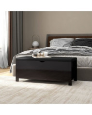 Boîte de rangement avec coussin Noir brillant Bois d'ingénierie | Mobilier & Déco