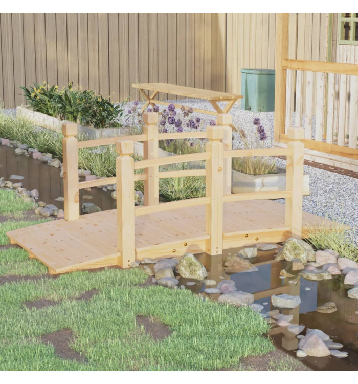Pont de jardin avec garde-corps 150x67x56cm bois massif épicéa | Mobilier & Déco
