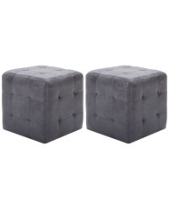 2 pcs Poufs Gris 30 x 30 x 30 cm Similicuir daim | Mobilier & Déco
