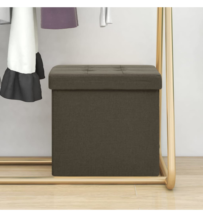Tabouret de rangement pliable Marron foncé Faux lin | Mobilier & Déco