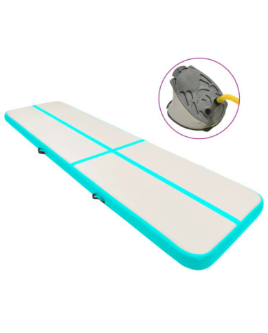 Tapis gonflable de gymnastique avec pompe 800x100x15cm PVC Vert | Mobilier & Déco