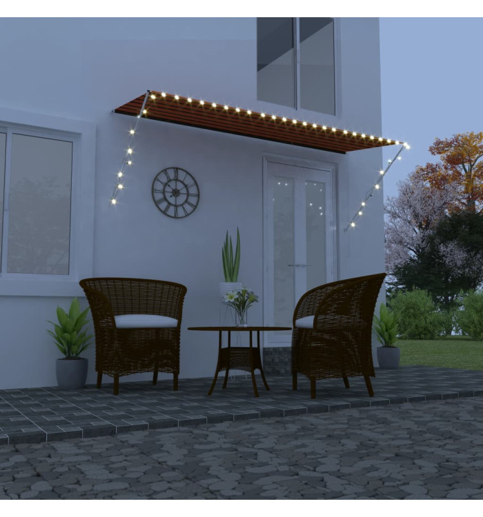 Auvent rétractable avec LED 300x150 cm Orange et marron | Mobilier & Déco