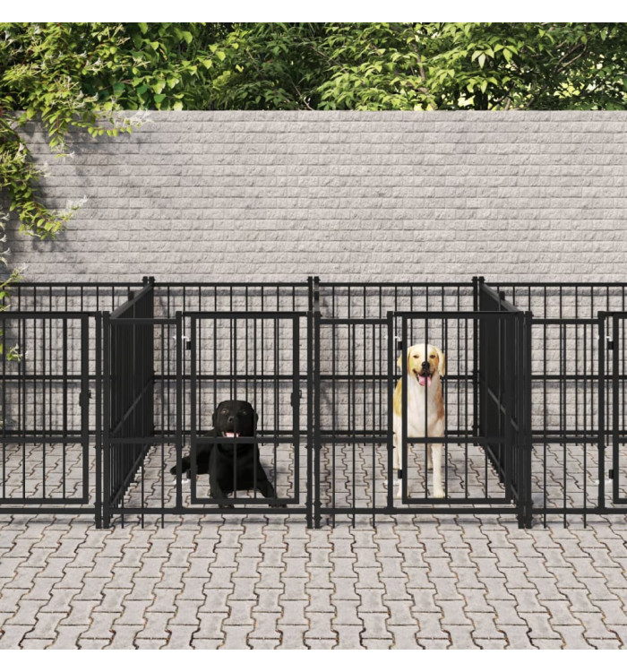 Chenil d'extérieur pour chiens Acier 9,38 m² | Mobilier & Déco