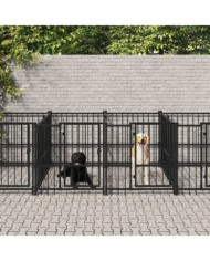 Chenil d'extérieur pour chiens Acier 9,38 m² | Mobilier & Déco