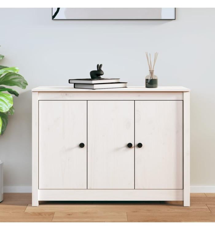 Buffet Blanc 100x35x74 cm Bois massif de pin | Mobilier & Déco