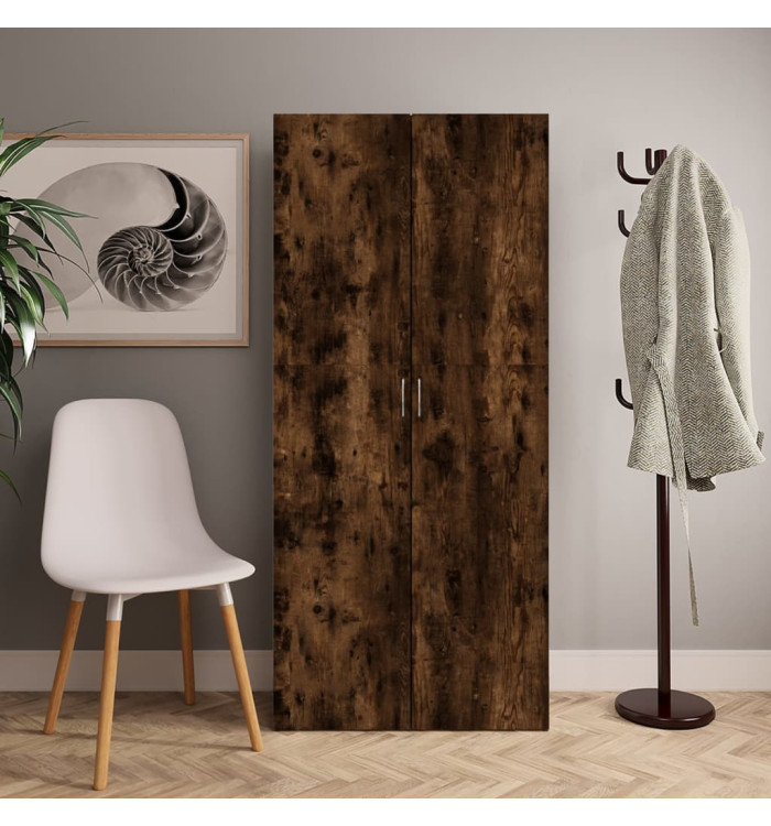 Armoire à chaussures Chêne fumé 80x35,5x180cm Bois d'ingénierie | Mobilier & Déco