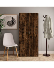 Armoire à chaussures Chêne fumé 80x35,5x180cm Bois d'ingénierie | Mobilier & Déco