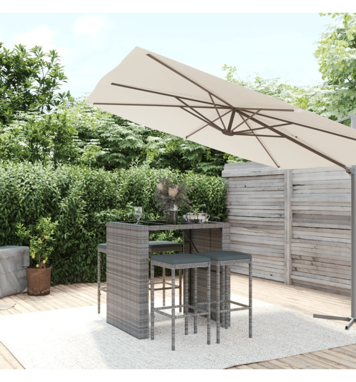 Ensemble de bar de jardin 5 pcs avec coussins gris poly rotin | Mobilier & Déco
