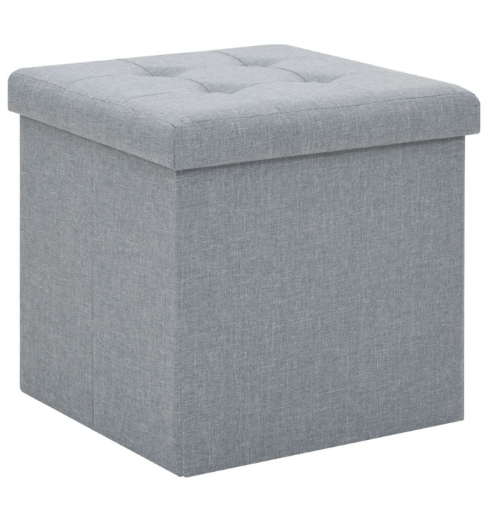 Tabouret de rangement pliable Gris clair Faux lin | Mobilier & Déco