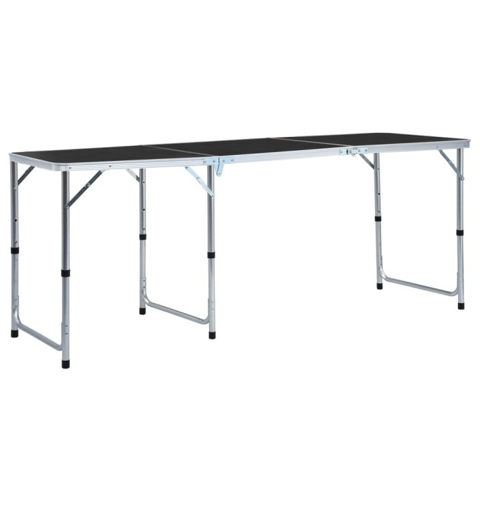 Table pliable de camping Gris Aluminium 180x60 cm | Mobilier & Déco
