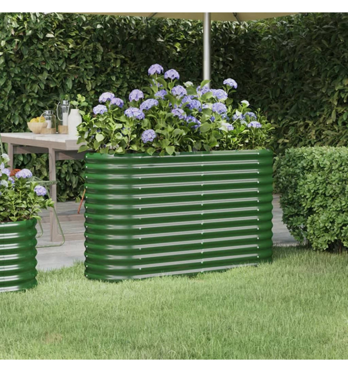 Lit surélevé de jardin Acier enduit de poudre 114x40x68 cm Vert | Mobilier & Déco