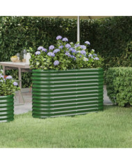 Lit surélevé de jardin Acier enduit de poudre 114x40x68 cm Vert | Mobilier & Déco