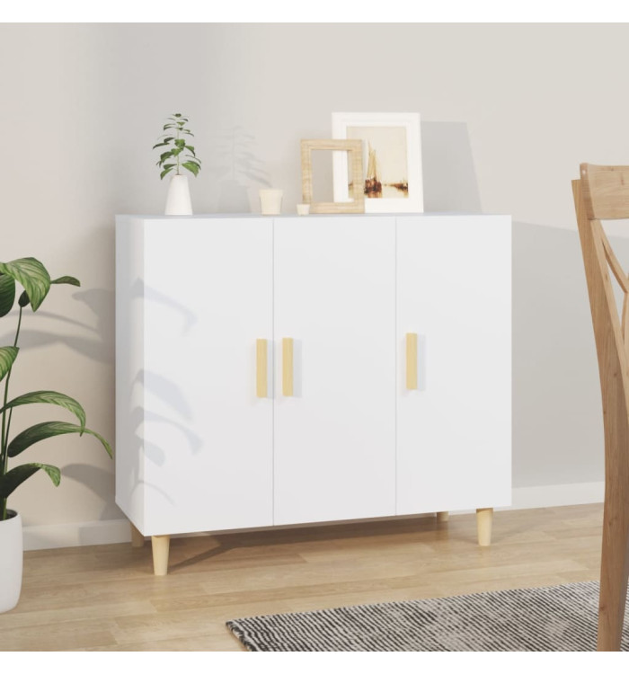 Buffet blanc 90x34x80 cm bois d'ingénierie | Mobilier & Déco