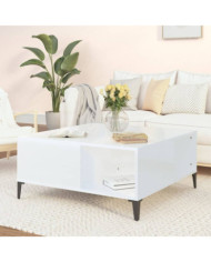 Table basse blanc brillant 80x80x36,5 cm bois d'ingénierie | Mobilier & Déco