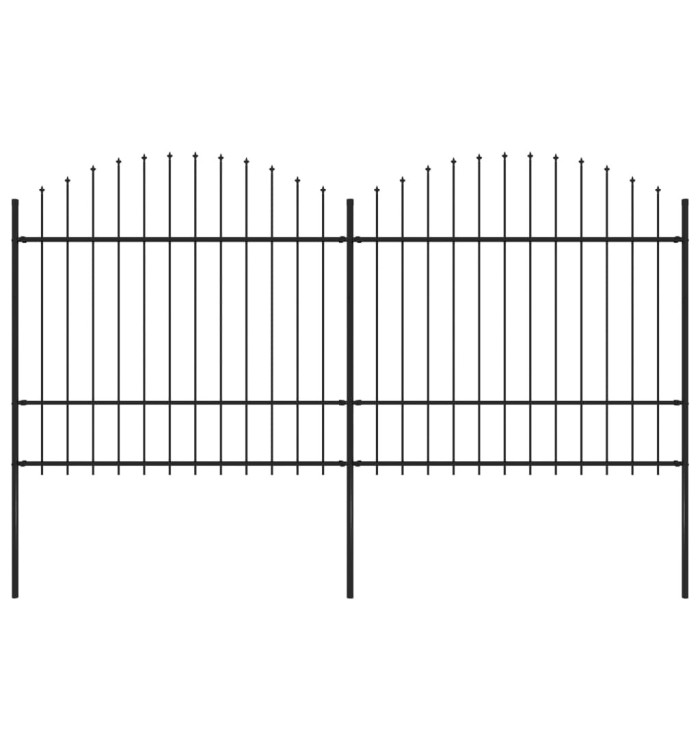 Clôture de jardin à dessus en lance Acier (1,5-1,75)x3,4 m Noir | Mobilier & Déco