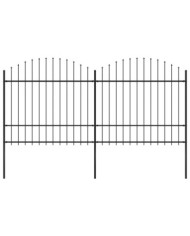 Clôture de jardin à dessus en lance Acier (1,5-1,75)x3,4 m Noir | Mobilier & Déco
