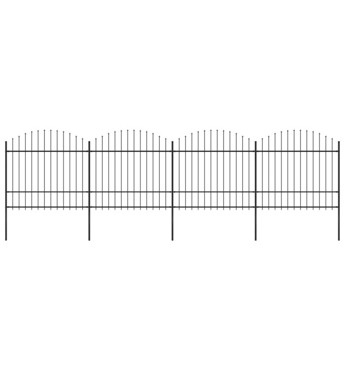 Clôture de jardin à dessus en lance Acier (1,5-1,75)x6,8 m Noir | Mobilier & Déco