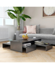 Ensemble de tables basses gigognes gris brillant 100x100x26,5cm | Mobilier & Déco