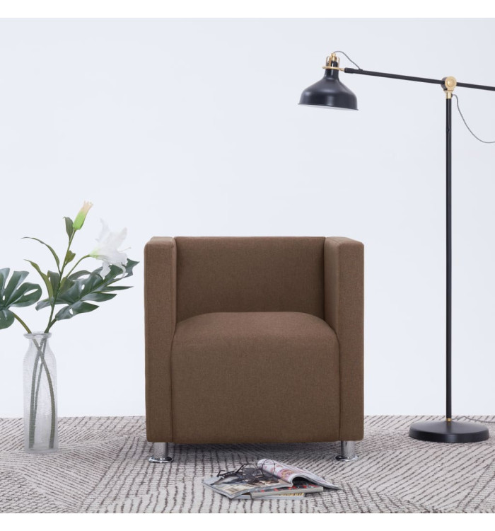 Fauteuil cube Marron Tissu | Mobilier & Déco