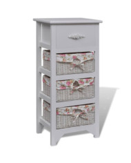 Armoire avec 1 tiroir et 3 paniers Blanc Bois de Paulownia | Mobilier & Déco