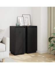 Buffets 2 pcs Noir 31,5x34x75 cm Bois massif de pin | Mobilier & Déco