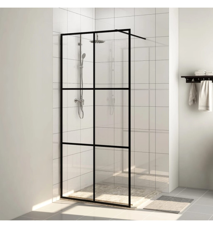 Paroi de douche avec verre ESG transparent 90x195 cm Noir | Mobilier & Déco