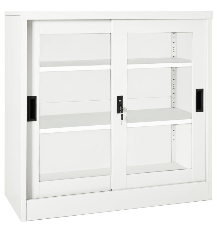 Armoire à portes coulissantes Blanc 90x40x90 cm Acier | Mobilier & Déco