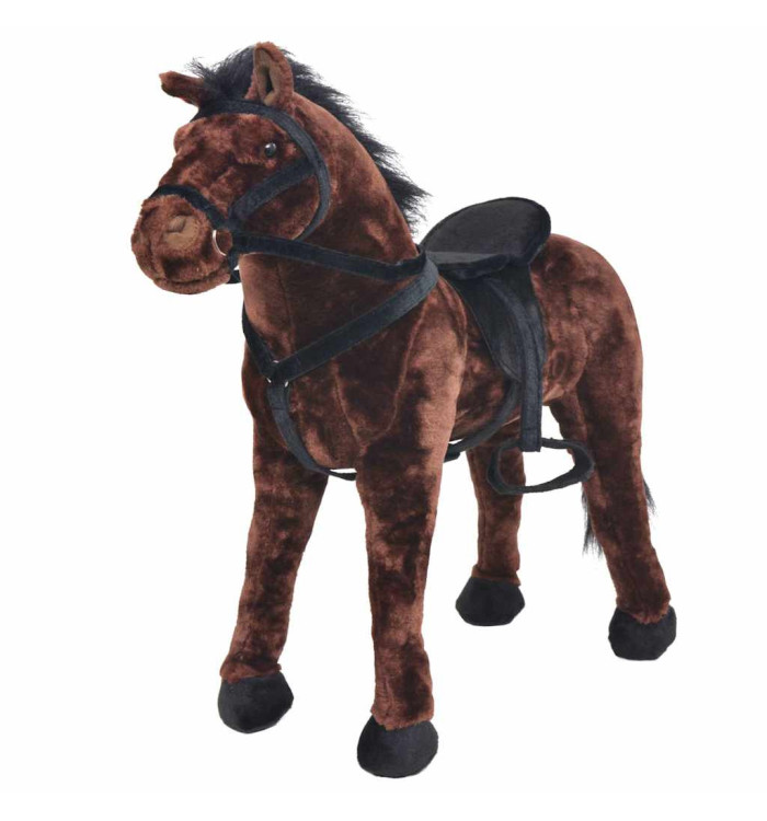 Jouet en peluche Cheval Marron foncé XXL | Mobilier & Déco