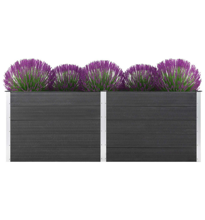 Lit surélevé de jardin 250x100x91 cm WPC Gris | Mobilier & Déco