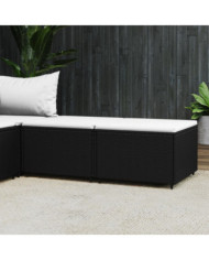 Repose-pieds de jardin et coussins lot de 2 noir résine tressée | Mobilier & Déco