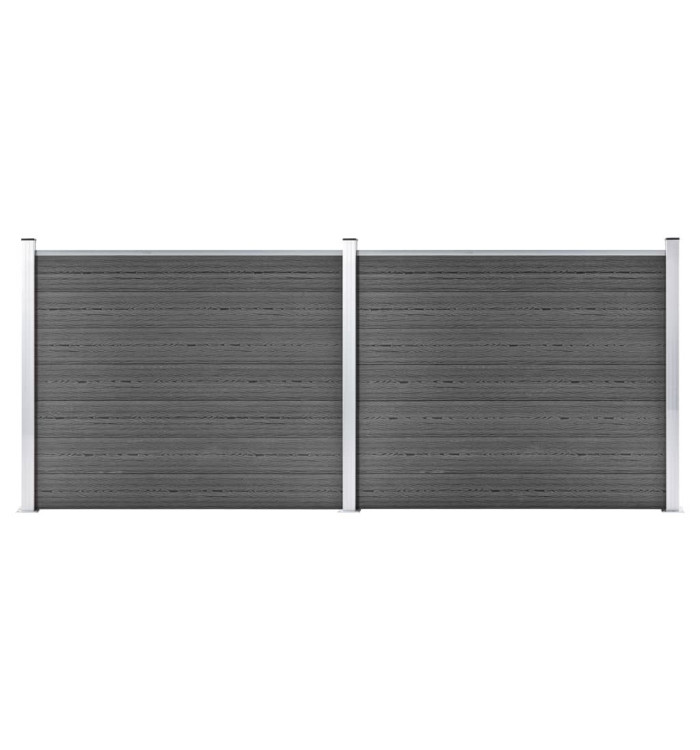 Ensemble de panneau de clôture WPC 353x146 cm Noir | Mobilier & Déco