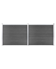 Ensemble de panneau de clôture WPC 353x146 cm Noir | Mobilier & Déco