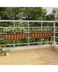 Jardinières murales 2 pcs en coco noir 76x21x16 cm acier | Mobilier & Déco