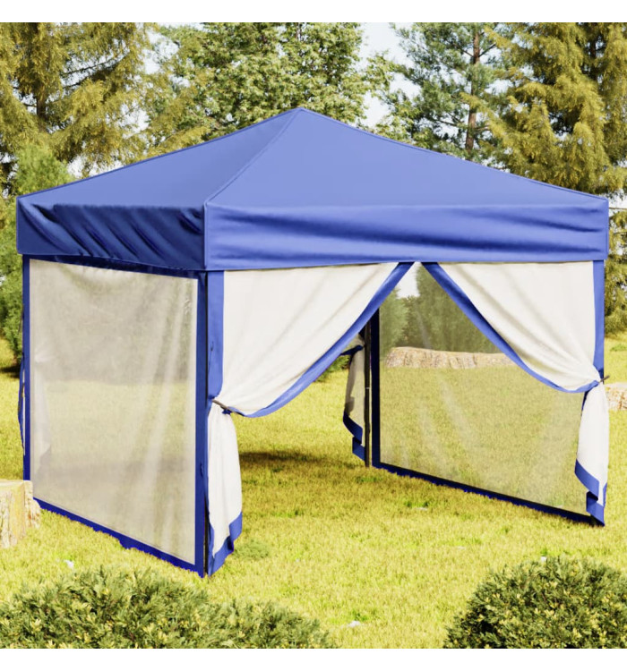 Tente de réception pliable avec parois Bleu 3x3 m | Mobilier & Déco