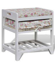 Banc de rangement avec étagère à chaussures et panier Paulownia | Mobilier & Déco